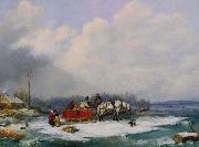 Cornelius Krieghoff Winter Landscape oil painting on canvas